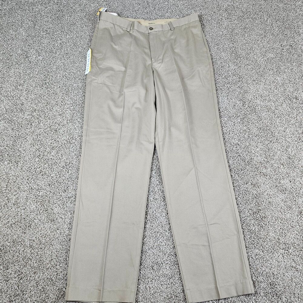 Savane Pants Mens 40x36 Khaki Performance Chino Straight Flat Front NWT